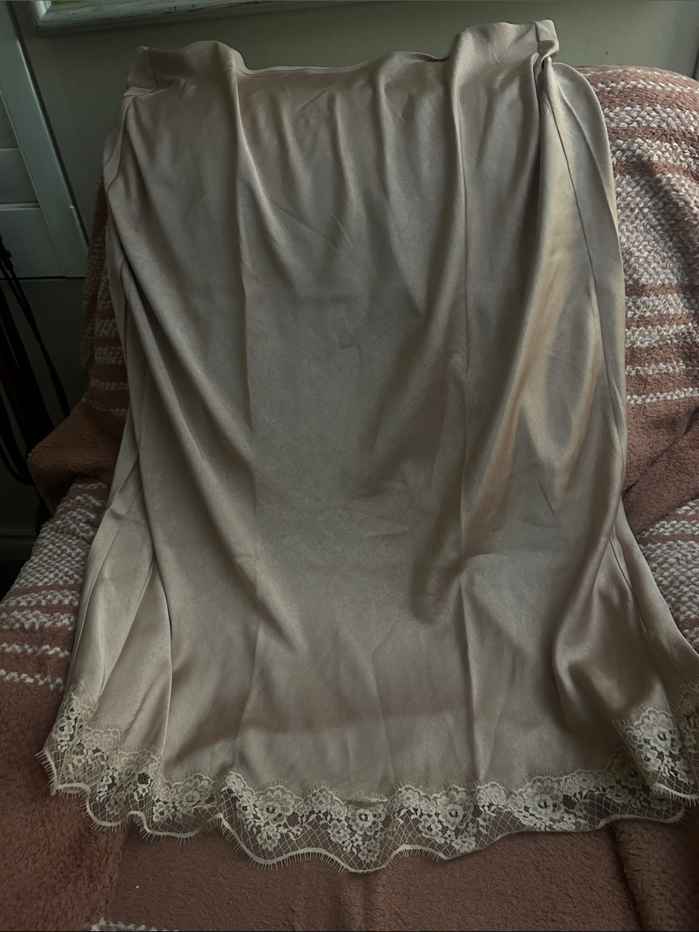 a new day Lace-Hem Skirt in Taupe